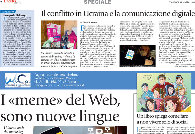 I «meme» del Web, sono nuove lingue. La pagina WeCa su Avvenire – Lazio Sette di domenica 27 marzo 2022