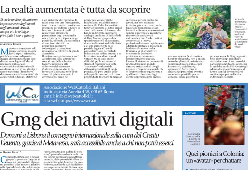 Gmg dei nativi digitali – La pagina WeCa su Avvenire – Lazio Sette di domenica 30 luglio 2023
